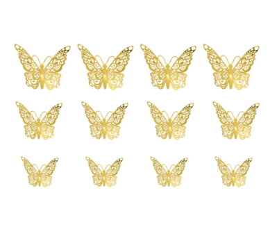 3D dekorácia Motýle HB012 Gold
