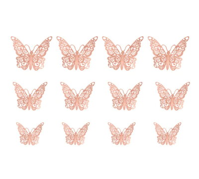 3D dekorácia Motýle HB012 Rose Gold